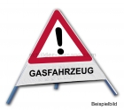 Faltsignal - Gefahrenstelle mit Text: GASFAHRZEUG