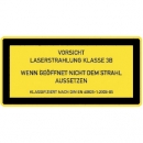 Gefahrenzeichen: Laser Klasse 3B - Laserstrahlung - Wenn geöffnet nicht in dem Strahl aussetzen  