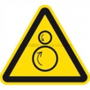 Gefahrenzeichen: Warnung vor gegenläufigen Rollen nach ISO 7010 (W 025)