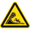 Gefahrenzeichen: Warnung vor hoher Brandung oder hohen brechenden Wellen nach ISO 20712-1 (WSW 023)
