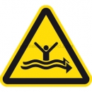 Gefahrenzeichen: Warnung vor starker Strömung nach ISO 20712-1 (WSW 015)