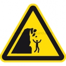 Gefahrenzeichen: Warnung vor Steinschlag von instabiler Klippe nach ISO 20712-1 (WSW 011)