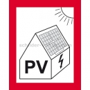 Gefahrenzeichen: Schild Warnung vor Gefahren durch Photovoltaikanlage (Variante 2)
