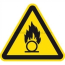 Gefahrenzeichen: Warnung vor brandfördernden Stoffen nach ISO 7010 (W 028)