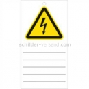Gefahrenzeichen: Anhängeschilder: Vorsicht vor gefährlicher elektrischer Spannung