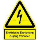Gefahrenzeichen: Kombischild Elektrische Einrichtung - Zugang freihalten