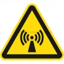 Gefahrenzeichen: Warnung vor nicht ionisierender elektromagnetischer Strahlung nach ISO 7010 (W 005)