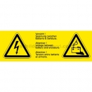 Gefahrenzeichen: Warnetiketten Vorsicht! Spannung zwischen Gehäuse und Batterie - 3sprachig